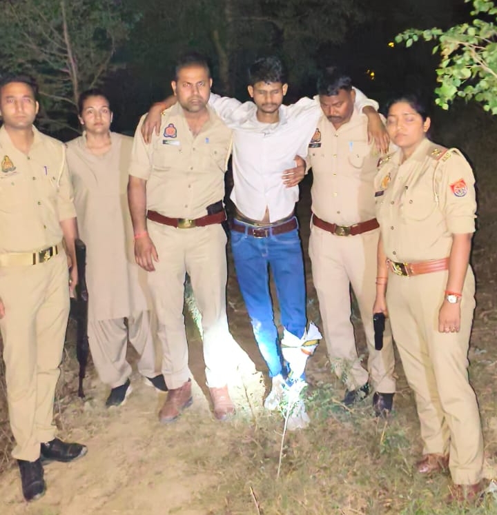 मुठभेड़ में घायल होकर पकड़ा गया हत्याकांड का आरोपी, सिपाही भी जख्मी